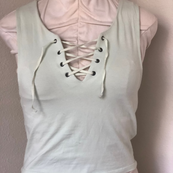 Topshop Mint Lace Up Tank - Picture 2 of 2